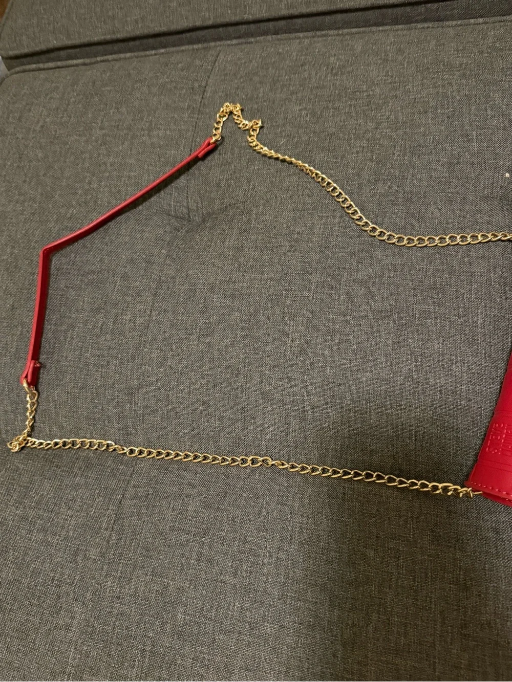 Steve Madden Red Logo Embossed Crossbody with Gold Chain